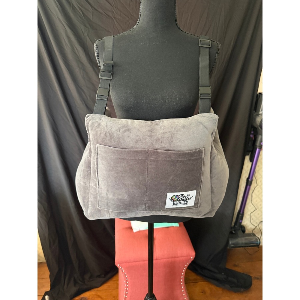 Rock the Treatment Mastectomy Recovery Pillow Grey Plush Support Straps Pockets